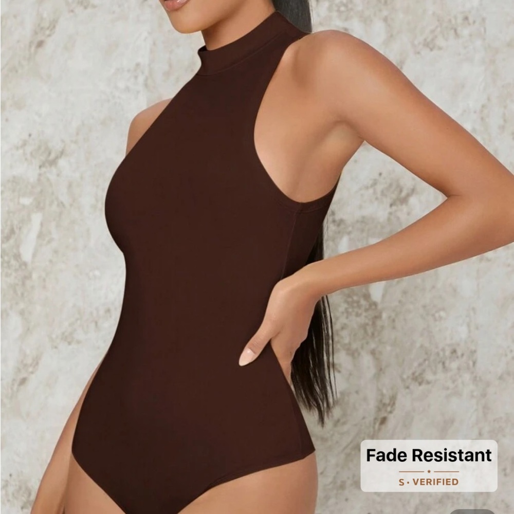 SHEIN Nude Ribbed Sleeveless high neck Bodysuit - Picture 14 of 16